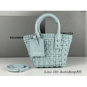 Balenciaga專櫃爆款漆面人造皮革編織敞口托特包 巴黎世家小號Bistro菜籃子包 款號：080808 fyj1275