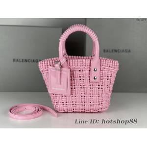 Balenciaga專櫃爆款漆面人造皮革編織敞口托特包 巴黎世家小號Bistro菜籃子包 款號：080808 fyj1279