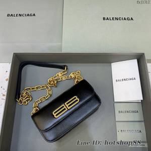 Balenciaga專櫃爆款小號牙籤紋黑肩背包 巴黎世家新款Gossip bag斜挎包 fyj1312