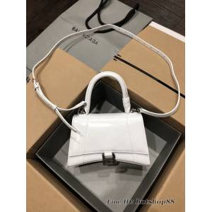 Balenciaga專櫃爆款大號手提女包 巴黎世家升級版平紋白色銀扣Hourglass沙漏包 fyj1620