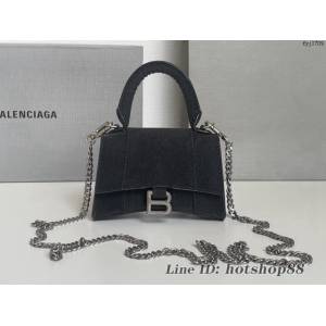 Balenciaga專櫃爆款mini鏈條手提肩背包 巴黎世家閃黑Nano超迷你沙漏包 fyj1709