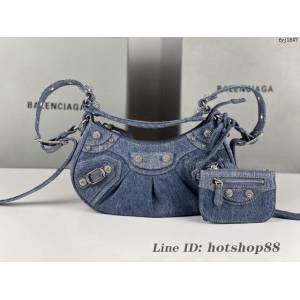 Balenciaga專櫃爆款小號牛仔肩背包 巴黎世家Le Cagole機車包 fyj1847