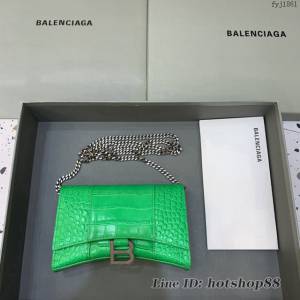 Balenciaga專櫃爆款鱷魚紋迷你女士肩背包 巴黎世家沙漏鏈條斜挎包 fyj1861