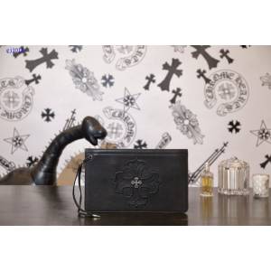 Chrome Hearts專櫃高端皮具包包 克羅心926純銀五金十字花摔紋牛皮手抓包手拿包 gj1015