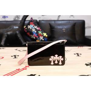 Chrome Hearts專櫃高端皮具包包 克羅心925純銀五金黑漆配粉女士腋下包 gj1084