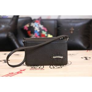 Chrome Hearts專櫃高端皮具包包 克羅心925純銀五金黑色牛皮女士腋下包 gj1087