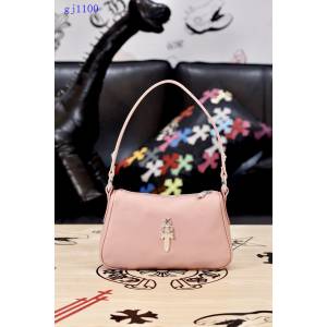 Chrome Hearts專櫃高端皮具包包 克羅心925純銀五金雞塊包粉色牛皮腋下包 gj1100