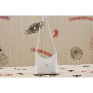 Chrome Hearts專櫃高端皮具包包 克羅心925純銀五金viv白色摔紋牛皮小寶劍腋下包 gj1134