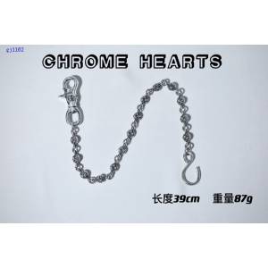 Chrome Hearts專櫃純手工做舊純銀飾品 克羅心925純銀狗扣S扣十字圓珠褲包鏈 gj1162