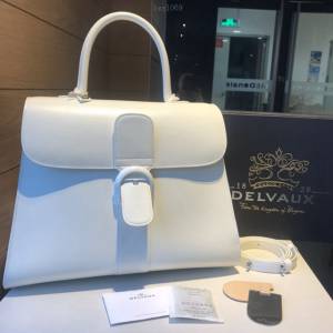 Delvaux專櫃經典款brillant手提包 德爾沃白色box皮超大號女包 bxs1069