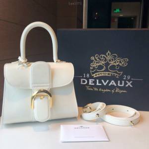 Delvaux專櫃經典款brillant手提包 德爾沃五金雙環象牙白box皮小號女包 bxs1070