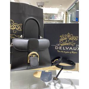 Delvaux新款雙環頂級brilliant box皮黑金手提女包 德爾沃專櫃brilliant小號手袋 bxs1097