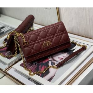 Dior專櫃2022新款全皮女包 迪奧爆款Caro鏈條腰包 fkd1113