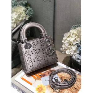Dior專櫃2022新款女包 2011s Dior迪奧Lady絲綢燙鑽三格女手提包 fkd1184