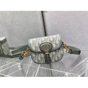 Dior專櫃2022新款灰色老花女包 迪奧小號最新bobby系列單肩斜挎包 fkd1278