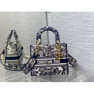 Dior專櫃2025新款顏色Lady包 迪奧深藍Lady最新老虎刺繡系列女包 fkd1384