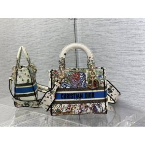 Dior專櫃2022新款復古手提女包 迪奧Lady最新520限定系列刺繡包 fkd1404