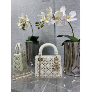 Dior專櫃2022新款三格女包 迪奧LADY LUCKY七夕限定系列手袋迷你幸運星形狀鉚釘珠 fkd1623