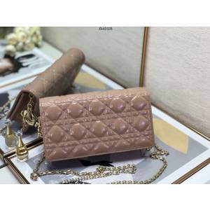 Dior專櫃2022新款漆皮女包 爆款2094A 迪奧原單菱格紋經典款三合一鏈條斜挎包 fkd1626