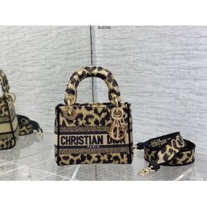 Dior專櫃2022新款迷你Lady女包 迪奧三格最新尺寸豹紋刺繡系列Lady手袋 fkd1648