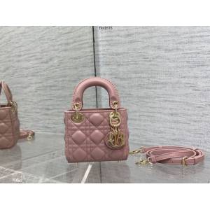 Dior專櫃Lady新款My ABC女包 M0856 迪奧復古粉羊金Lady最新micro系列手袋 fkd1676