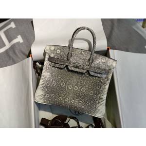Hermes專櫃經典款手提女包 愛馬仕birkin25 進口蜥蜴皮經典原花色 手工製作 銀扣 ttd1035