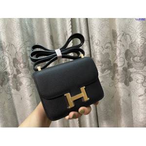 Hermes專櫃新款Constance女包 愛馬仕康康黑色epsom皮迷你單肩斜挎包 ttd1260