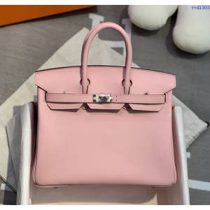 Hermes專櫃經典款Birkin手提女包 愛馬仕純手工 swift3Q粉鉑金包 ttd1303