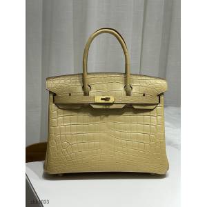 Hermes專櫃鉑金鱷魚皮手提女包 愛馬仕霧面尼羅鱷正肚皮Birkin女包 zhh1033