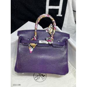 Hermes專櫃經典款Birkin手提女包 愛馬仕鉑金25CM進口蜥蜴皮純手工縫製女包 zhh1196