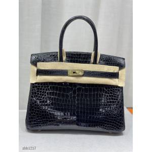 Hermes專櫃經典款手提女包 愛馬仕crocodile Leather hcp灣鱷倒v金扣全手工鱷魚手袋 zhh1217