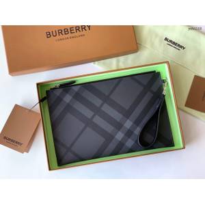 Burberry專櫃新款格紋拉鏈收納袋手拿包 巴寶莉經典款男士手包 yxb1118