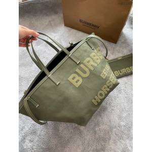 Burberry專櫃新款沙灘托特包 巴寶莉帆布購物袋手提包 yxb1136