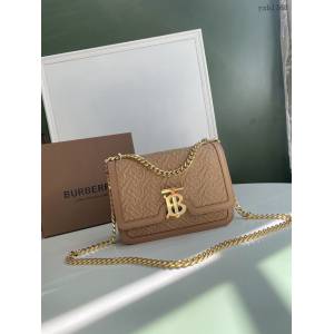 Burberry專櫃新款小號TB刺繡絎縫鎖扣包 巴寶莉羔羊皮鏈條單肩斜挎女包 yxb1168