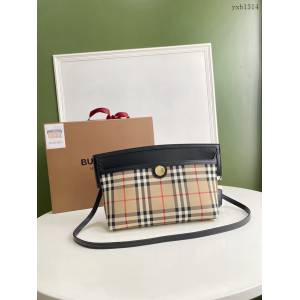 Burberry專櫃新款Vintage復古格紋賽爾迪手袋 巴寶莉斜背手拿包款 yxb1314