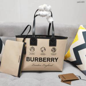 Burberry專櫃新款小號托特包 巴寶莉棉質帆布手提購物袋 yxb1400