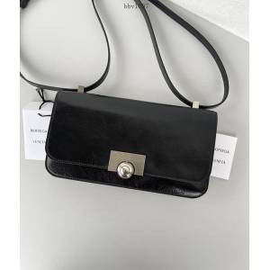 BV專櫃新款RONDE BAG/CLASSIC手袋女包 葆蝶家BV黑色大號油蠟小牛皮小斜挎包 70322 bbv1097
