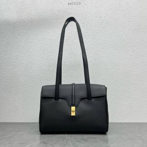 Celine專櫃新款Soft16小號肩背包 賽琳荔枝紋黑色女包 xxl1119