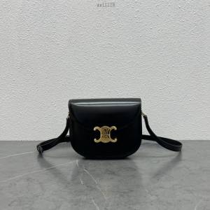 Celine專櫃新款凱旋門馬鞍包 賽琳凱旋門金色包扣單肩斜挎女包 xxl1128