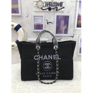 CHANEL女包 66941# 大號沙灘牛仔帆布包 度假系列經典購物袋 香奈兒大號媽咪包 春夏竹藤帆布包 djc1010