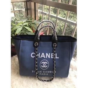 CHANEL女包 66941# 大號沙灘牛仔帆布包 度假系列經典購物袋 香奈兒大號媽咪包 春夏竹藤帆布包 djc1025