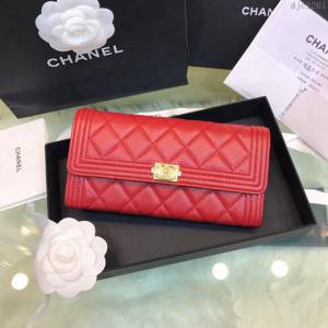 CHANEL女包 80286 新款leboy長款錢包 荔枝牛皮 綾格紋 香奈兒翻蓋女錢包 djc1261