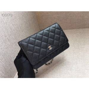 CHANEL女包 WOC系列斜挎小包 黑球銀 香奈兒鏈條包 經典百搭款 djc1404