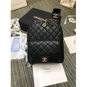 CHANEL女包 S0005 最新款棱格細顆粒壓花小牛皮 大號雙肩背包 香奈兒女後背包 djc1481