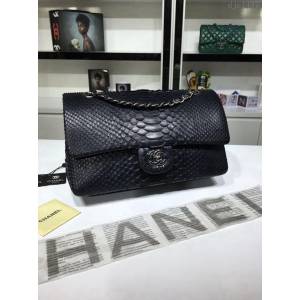 CHANEL女包 A01112 最新CF經典款 大蟒蛇皮配鹿皮 香奈兒單肩鏈條口蓋包 手提肩背斜挎包 djc1487