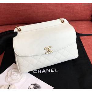 CHANEL女包 2019春夏包包 白色口蓋包 香奈兒鏈條斜挎包 djc1524