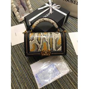CHANEL女包 94804#67086 最新款 重金屬手柄包 非洲進口野生蟒蛇皮 香奈兒手拎包 chanel單肩包 chanel斜挎女包 djc1617