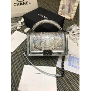 CHANEL女包 94804#67086 最新款 重金屬手柄包 非洲進口野生蟒蛇皮 香奈兒手拎包 chanel單肩包 chanel斜挎女包 djc1618