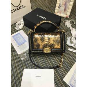 CHANEL女包 94804#67086 最新款 重金屬手柄包 非洲進口野生蟒蛇皮 香奈兒手拎包 chanel單肩包 chanel斜挎女包 djc1632