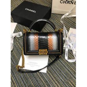 CHANEL女包 94804#67086 最新款 重金屬手柄包 非洲進口野生蟒蛇皮 香奈兒手拎包 chanel單肩包 chanel斜挎女包 djc1634